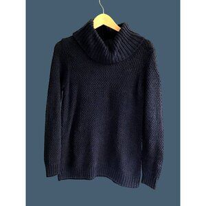 HILARY RADLEY- WOMEN'S LONG SLEEVE COWL NECK KNIT BLUE SWEATER SIZE MEDIUM